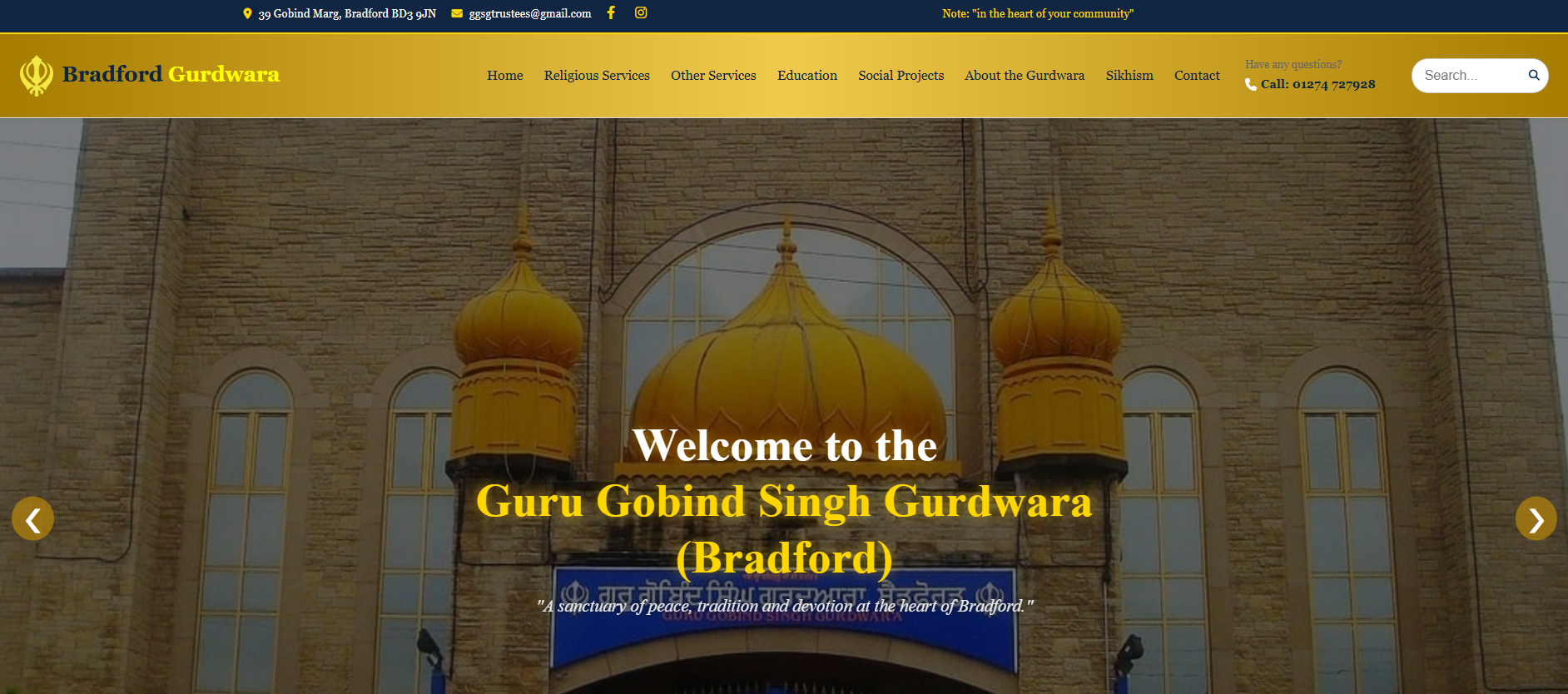 Temple Gurdwara website preview