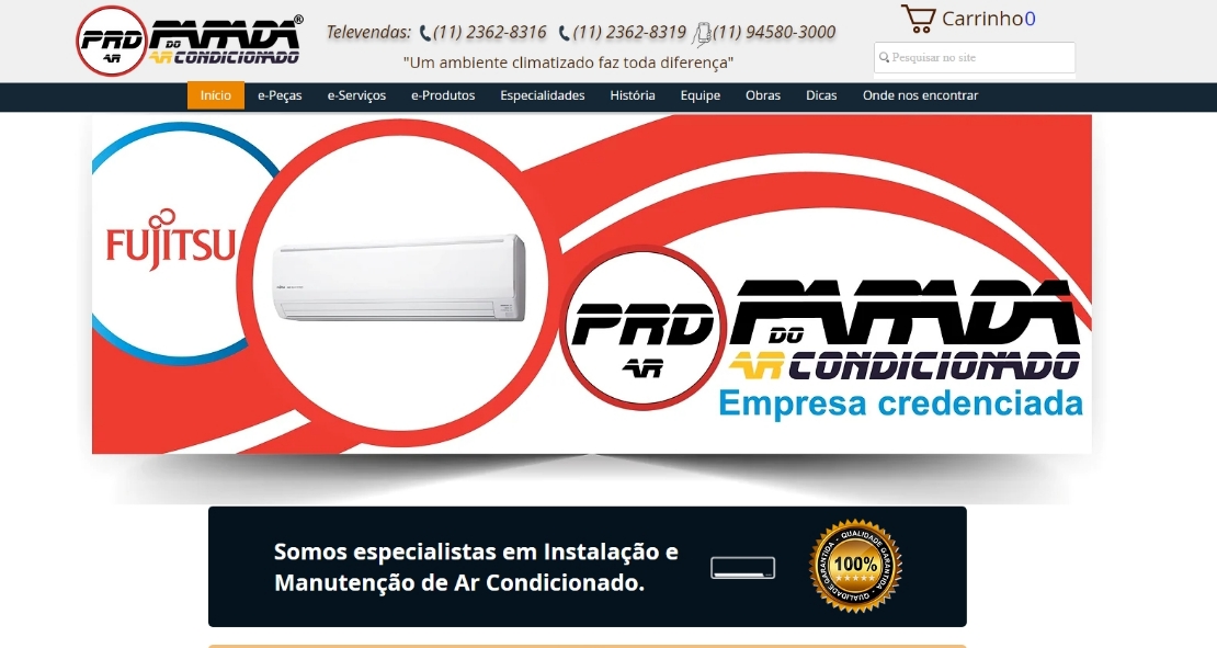 PRD Parada do Ar Condicionado website preview